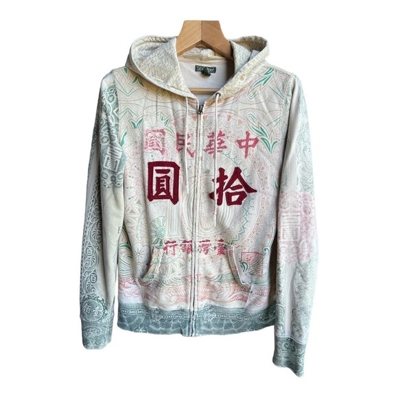 Lucky Brand Tops - Lucky Brand RARE Y2K Asian Money Full Zip Women’s  Hoodie Sweatshirt, Size Large